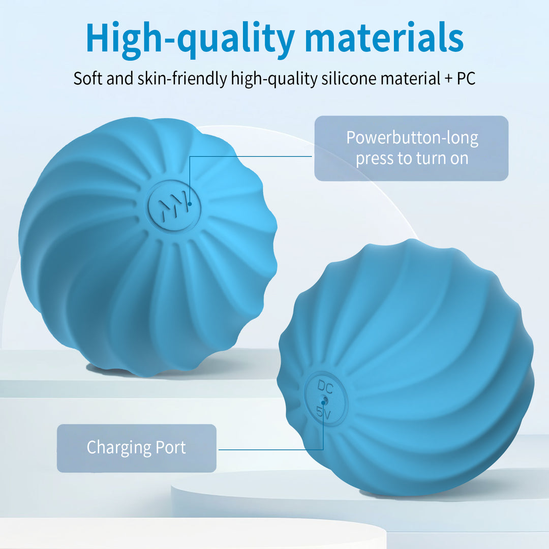 2.5" Mini Massage Ball, 10 Speeds Vibrating Massage Roller Ball for Palm, Hand, Foot, Leg, Neck, Back, Trigger Point Muscle Therapy Ball for Myofascial Release, Plantar Fasciitis Relief (Blue)