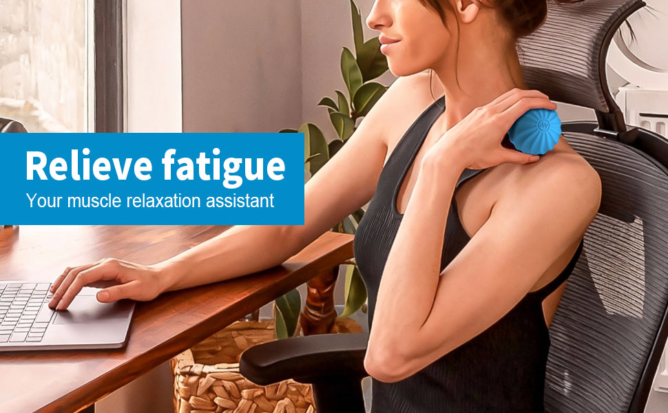 2.5" Mini Massage Ball, 10 Speeds Vibrating Massage Roller Ball for Palm, Hand, Foot, Leg, Neck, Back, Trigger Point Muscle Therapy Ball for Myofascial Release, Plantar Fasciitis Relief (Blue)