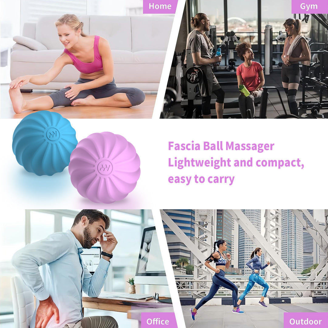 2.5" Mini Massage Ball, 10 Speeds Vibrating Massage Roller Ball for Palm, Hand, Foot, Leg, Neck, Back, Trigger Point Muscle Therapy Ball for Myofascial Release, Plantar Fasciitis Relief (Purple)