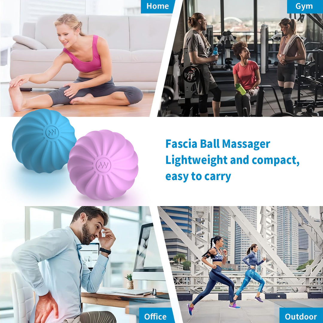 2.5" Mini Massage Ball, 10 Speeds Vibrating Massage Roller Ball for Palm, Hand, Foot, Leg, Neck, Back, Trigger Point Muscle Therapy Ball for Myofascial Release, Plantar Fasciitis Relief (Blue)